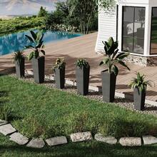 Set of 2 Planters for Outdoor Plants, 24''&32'' Tall Decorative Planter Pots with 4 Drainage Holes, Large Tall Planter for Indoor or Outdoor Front Porch for Patio, Backyard, Home Garden, Black - 1 pieza de 24'' y 1 pieza de 32'' - Ver 1