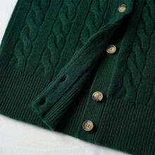 Polo Ralph Lauren Classic Embroidered Wool Cardigan | Cable-Knit Cashmere Blend Crewneck Button-Front Sweater, Women's Timeless Knitwear - 墨綠色 - 查看 4