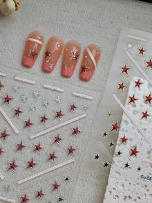 susan notes ملصقات أظافر نجمية 5D متعددة الألوان ذاتية اللصق لفن الأظافر ولوازم الأظافر بطابع Y2K - متعدد الألوان - مشاهدة 4
