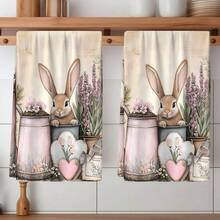 2/4 piezas Toallas de cocina con diseño de huevos de Pascua y conejos, muy absorbentes y decorativas, paños de platos, servilletas, paños decorativos para utensilios, adecuados para decoración festiva, cocina, hornear, regalos de inauguración de casa y limpieza, aptos para cocina, baño, inodoro - Multicolor - Ver 6