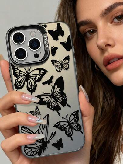 Funda de teléfono con estampado de mariposa en estilo Y2K, adecuada para uso diario de mujeres o como regalo para el Día de San Valentín, Día de San Valentín Blanco, Día Internacional de la Mujer, Festival de la Diosa, Festival de Música, Fiesta, Temporada de Graduación, Nuevo Trabajo, etc. Con protección de lente de cámara, nueva funda de teléfono dura de borde transparente y suave de alta gama con cobertura completa, compatible con iPhone y Galaxy, compatible con iPhone 11, 17 Pro Max