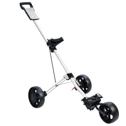Golf Push Cart, 3 Wheel Golf Push Cart, Foldable Walking Golf Cart With Foot Brake Mechanism, Tee Holder, Scorecard Board, Golf Scorer And Ball Mount