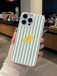 Funda de teléfono suave de TPU a prueba de golpes con estampado de rodajas de limón a rayas azules, funda de teléfono de verano linda, cubierta protectora de teléfono blanca simple adecuada para uso diario y regalo a amigos, compatible con iPhone y Galaxy, se ajusta a 11, 13, 17 Pro Max - Blanco - Ver 4