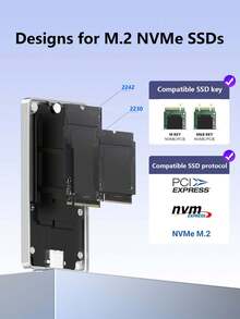 EAGET 6mm超薄SSD硬盘盒，NVMe M.2适配器，USB 3.2 Gen 2 (10Gbps) 转 NVMe PCI-E，支持2230/2242 SSD尺寸，铝合金材质，散热稳定，带导热垫，不含SSD - 銀色 - 查看 7
