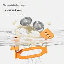 1pc Adjustable Raised Green & Orange Dual Pet Bowl, Stainless Steel Pet Feeder Stand, Indoor Home Dog Cat Daily Feeding, Modern Pet Care - 500ml - View 4