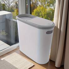 Cubo de basura para baño (1 unidad), de plástico pequeño y duradero con asa incorporada, fácil de limpiar, antioxidante, diseño compacto, ideal para espacios pequeños como baños, lavanderías y oficinas en casa. - bote de basura del baño - Ver 9