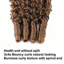 #4 Brown Burmese Curly Bundles Human Hair 1 Pc Bundles Unprocessed Quick Weave Water Curly With Spiral Curly End Real Human Hair Extensions Double Weft For Women - S4 - View 6
