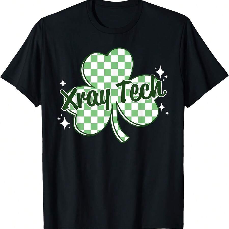 Camiseta retro de trébol para el Día de San Patricio con diseño de radiólogo y técnico de rayos X - Negro 5 - Ver 1