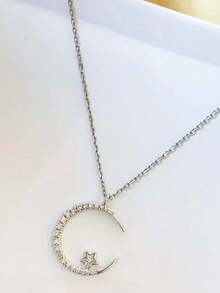 1pc Star & Moon Element Fashion Pendant Necklace, Classic Choker Necklace For Women - Necklace - View 2