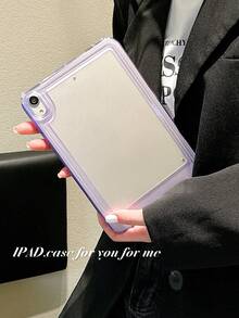 Minimalist Transparent Flat Protective Case Compatible With Apple Mini 6/7, Tab A7/A9, Pad 5/5 Pro, Pad SE11 And Other Space Tablets - Light Purple - View 2