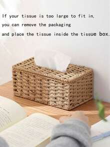 1pc Handwoven Rectangular Tissue Box - Bohemian Style Decorative Storage Box, Suitable For Bathroom Vanity, Bedroom Nightstand, Living Room Coffee Table, Bookshelf, Home Office Desk, And Hotel Lobby | Rustic Woven Design, Multiple Colors Available, Also Suitable For Kitchen Counter, Dining Table, And Entryway Cabinet - Multicolor - View 10