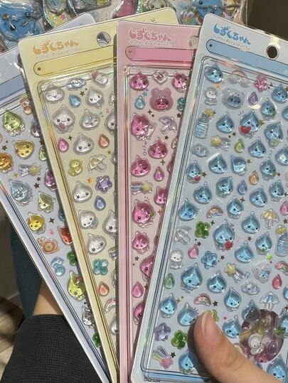 3D可爱卡通贴纸，透明浮雕创意日记贴纸，钻石水晶装饰贴纸，圣诞节/感恩节/生日儿童礼物