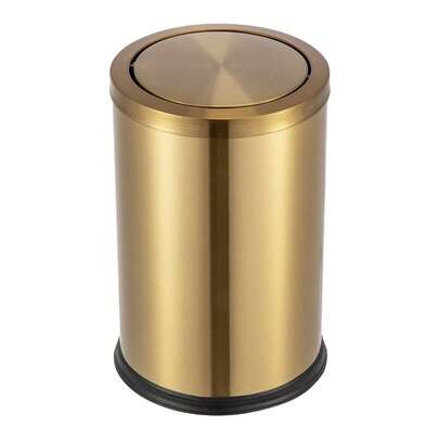 Premium 9L Stainless Steel Trash Bin With Bag Fix Ring – Large Capacity, Odor-Free, Quiet And Durable Garbage Can For Kitchen Bathroom, Elegant Gold Finish