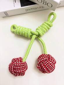 1个樱桃形状的咀嚼绳玩具，狗狗互动宠物玩具 - 彩色 - 查看 10