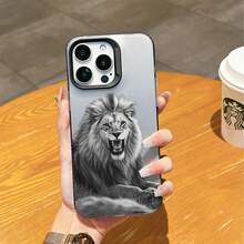 Powerful Realistic Black & White Roaring Lion Design Phone Case, Fits 17 Pro Max, Apple 13, 11, 15, 16 Pro Max, 12 Pro, Unisex, Precise Cutouts For Camera And Buttons, Shockproof - Black - View 3