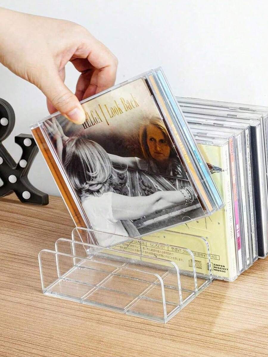 1-częściowy stojak na płyty CD z polipropylenu, mieści do 14 standardowych pudełek na płyty CD, nadaje się do półek na nośniki multimedialne i organizacji, do wystroju wnętrz, do sali lekcyjnej, na powrót do szkoły i artykuły szkolne