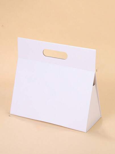 1pc Foldable 11x5x10 Inch Portable Gift Box With Handle, Reusable Elegant White Storage Box Suitable For Birthday, Wedding, Corporate Events And Gift Packaging