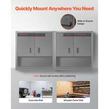 Armario de Pared para Taller, 762 x 305 x 762 mm, Armario de Herramientas de Metal para Colgar con Puerta con Cerradura, Capacidad de 163,3 kg, para Garaje, Sótano, Cocina y Almacén, Negro - 762 x 305 x 762 mm - Ver 3