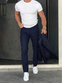 Men's Casual Slim Fit T-Shirt, Basic Dressy Style, Premium Spring/Summer - 白色 - 查看 7