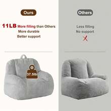 Puff para Adultos y Adolescentes - Sillón de Microperlas Grande, Color Gris Claro | Ideal para Sala, Cuarto de Juegos o Sótano, Relleno Incluido - Gris - Ver 6