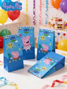 Hasbro 10个孩之宝官方授权小猪佩奇卡通糖果盒礼品袋，带封口贴纸，卡通设计生日派对糖果礼品袋，送给亲朋好友的庆祝用品 - 彩色 - 查看 1