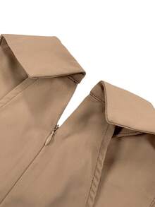 Women's Sleeveless Woven Fabric Blouse With Shirt Collar Twist Knot Detail Regular Length - Apricot - View 10