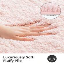 Pink Christmas Bathroom Rugs 36 24 Non Slip Amp Super Absorbent Extra Thick Soft, Washable Bath Mat For Floor, Non Shedding Microfiber Shaggy Bath Rug With Rubber For Bathtub Sink - Pink2x324x36Bathroom - View 7