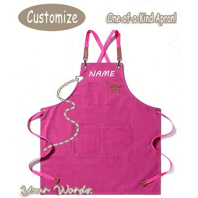 Tạp dề vải bố tùy chỉnh có túi - Tạp dề làm việc cá nhân hóa phù hợp cho tiệm làm tóc, tiệm làm móng, nhân viên pha chế cà phê, thợ làm bánh, người làm vườn, chuyên gia làm đẹp, tạp dề vải bố màu hồng, tạp dề cotton unisex, tạp dề thợ làm tóc, tạp dề thợ làm móng, tạp dề chuyên viên trang điểm, tạp dề màu hồng có thể điều chỉnh cho nam và nữ, dụng cụ nấu ăn tùy chỉnh với chữ và ảnh cá nhân, găng tay rửa chén
