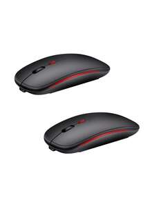 Bluetooth Wireless Mouse Rechargeable LED Silent Slim Portable Mouse (Bluetooth 5.2 & 2.4GHz USB Receiver) Dual Mode Computer Mouse For Laptop/IPad Tablet/Apple Computer/ - Black - View 14