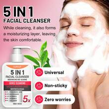 HJPHJP 五效合一洁面乳，富含玻尿酸、烟酰胺、维生素C、维生素E和胶原蛋白，泡沫丰富，温和清洁油脂和杂质，深层补水，提亮暗沉肤色，提升肌肤弹性，适合所有肤质，200克 - 深層清潔 - 查看 5