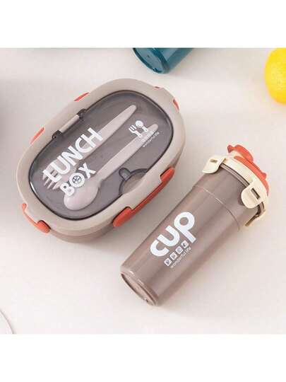 1pc Single Lunch Boxes Water Cup Set Student Plastic Lunch Box Travel Portable Takeaway Bento Boxes Multifunctional Food Storage Container