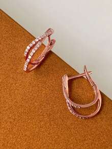 1 Pair Cubic Zirconia Earrings, Suitable For Daily Decoration, Party Jewelry Or Birthday Gift For Teenagers - 9# - View 3