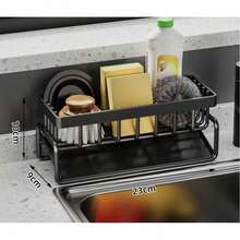 Sponge And Detergent Holder And Kitchen Sink Organizer With Water Drainage. - 黑色 - 查看 4