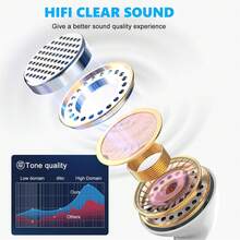 高品质Type-C数字解码有线耳机 | 入耳式耳机，适用于智能手机、游戏、降噪、强劲低音、立体声耳塞，男女通用，礼品之选，兼容 15、16 Pro Max、A55 FE以及大多数USB-C/Type-C设备 - 白色 - 查看 2