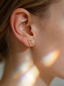 Mazuer 女士耳钉 - 貓 - 查看 1