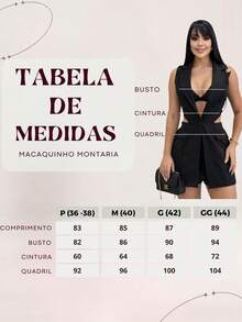 TETE FASHION Macaquinho Jardineira Colete Blazer Cropped Top Montaria Feminino 9151 - Preto - Visão 9