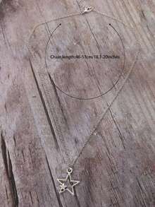 复古哥特风星星项链，个性化韩版银色星星项链，毛衣链，Y2K 女式项链 - 銀色 - 查看 5