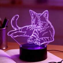 1 pieza Lámpara de noche con diseño de gato perezoso, lámpara de escritorio LED de color cambiante, alimentada por USB, adecuada para fiestas, Navidad, Día de San Valentín, regalo de cumpleaños para familia, pareja, amigos - luz policromática - Ver 3
