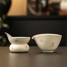 Beige Glaze Orchid Tea Strainer, Chinese Tea Set Accessory, Kung Fu Tea Filter, Ceramic Tea Infuser - Multicolor - View 3