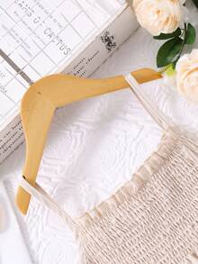 Young Girl' Summer Outfit Cute Ruffle Strap Top + Elastic Waist Layered Ruffle Wide Leg Pants 2 Pieces Set, Casual & Comfortable - Apricot - View 3