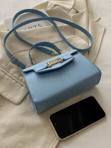 新款休闲单肩手提包，时尚简约纹理小方包，女士街头斜挎包 - 彩色 - 查看 5