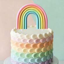3D Cloud Rainbow Design Cake Toppers, Suitable For Party, Birthday, Wedding Cake Decorations. (This Product Cannot Be In Direct Contact With Food, It Needs To Be Placed In A Transparent Plastic Tube And Separated From The Food!) - Outer Ring Purple - View 1