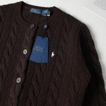 Polo Ralph Lauren Classic Embroidered Wool Cardigan  ,Women's Knitwear - 咖啡棕 - 查看 2