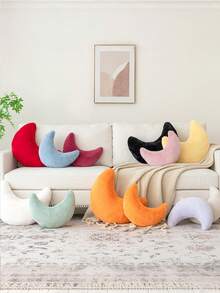 Almofada Decorativa Macia e Felpuda em Formato de Lua, Almofada Decorativa Fofa de Lua para Sofá, Quarto, Sala de Estar, Decoração Doméstica, Festa Diária, Casamento, Páscoa - Azul - Visão 5