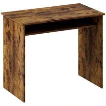 Compact Computer Desk 90cm Wide, Modern Writing Table With Under-Desk Storage Shelf, Small Home Office Workstation - Rustic Brown1 - View 3