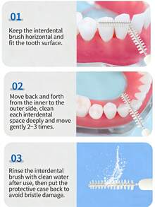 200支黑白牙间刷，迷你便携牙签刷带防尘盖，口腔卫生清洁工具，适用于牙齿、假牙、睫毛和眉毛。居家、旅行和聚会必备。 - 黑與白 - 查看 10