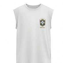 Brazilian National Team Soccer Jersey, Libertadores Cup, World Cup, Club, Gold Shirt, Men's, Black, 100% Premium Cotton, Fan, Casual, Streetwear - 白色 - 查看 2