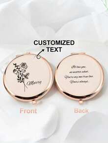 1pc Customizable Portable Wedding Favor Makeup Mirror, Suitable For Bride, Bridesmaid, Girlfriend, Mother, Friend, Teacher, Great For Birthday, Anniversary And Other Occasions - Multicolor - View 1
