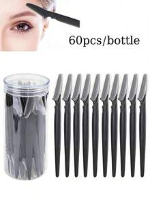 60件套眉毛修剪器和剃须刀，去茧器和体毛修剪工具，面部和眉毛剃刀套装，配有长柄刀片和精密护罩，女士日常或旅行护理套装 - 黑色 - 查看 11