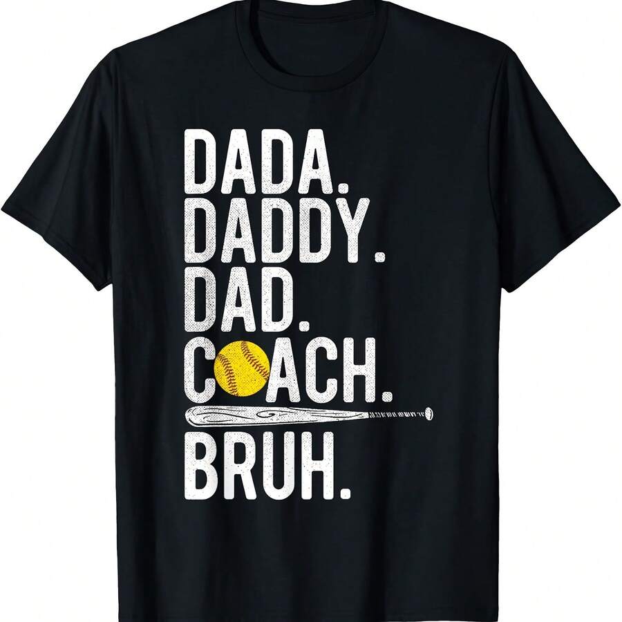 Camiseta vintage con humor familiar de papá, papá, hermano y softbol - Negro-3 - Ver 1